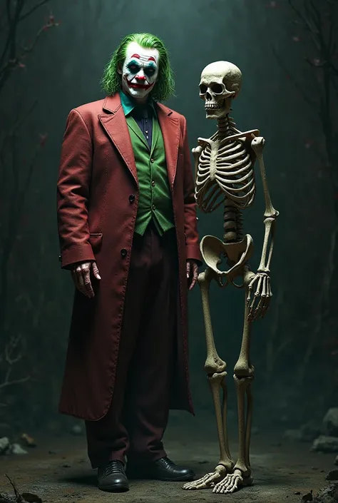 I want an image of the Joker next to Jack, skeleton, both with whole bodies. 