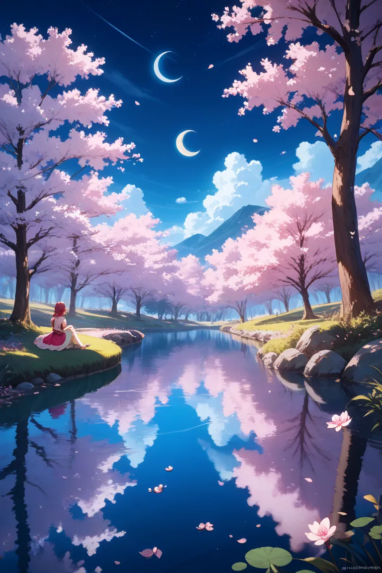  cherry blossoms at night