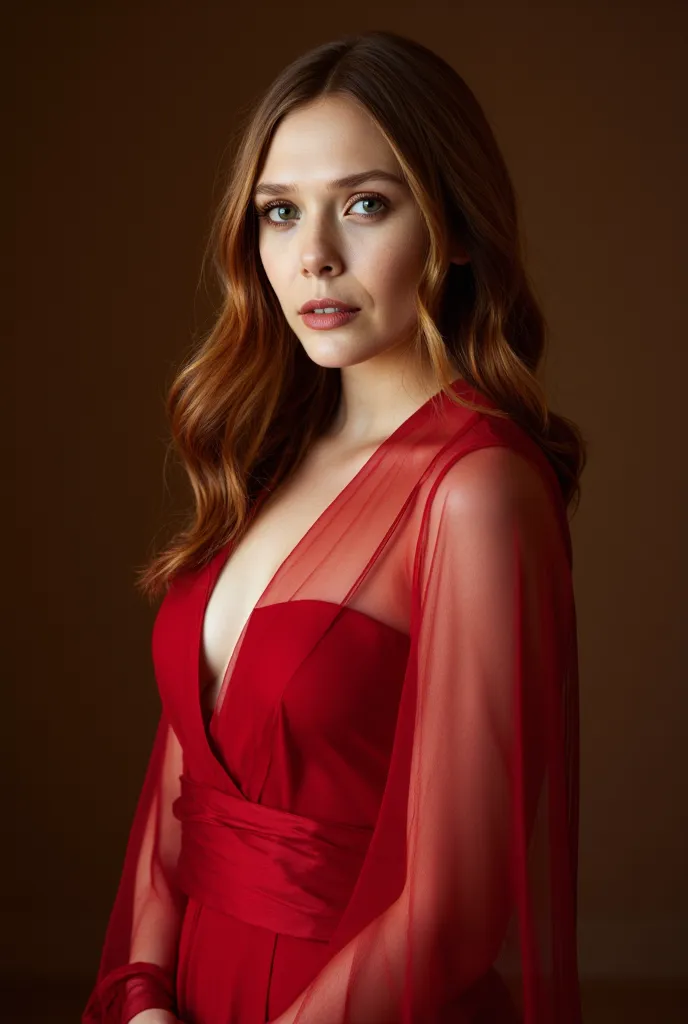 Elizabeth Olsen wearing a red dress