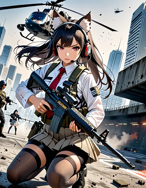 (holding gun, finger on trigger)