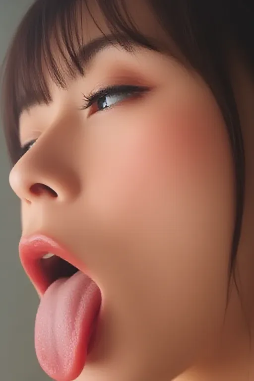  ahegao, stick out your tongue, dr00ling ,   drooling saliva , side view