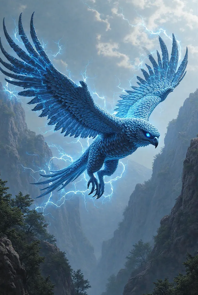 It generates an image of an epic and powerful fusion between an Electric Eel and a Falcon (A creature with aerodynamic wings and the ability to release electric shocks in mid-flight).