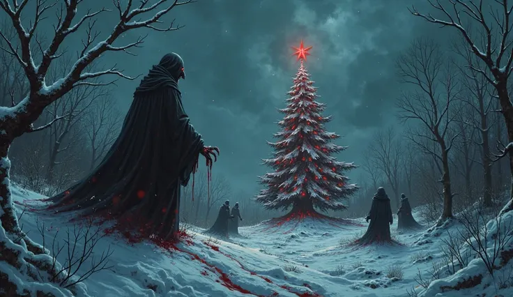 Frostbitten night
christmas theme, christmas horor scene, christmass time, christmas tree, christmass celebrate horor
[Verse]
Frostbitten night
No peace
Metal claws
They feast
Scream in the void
Beasts awake
Grim reaper’s cheer
Snowflakes

[Verse 2]
Blood ...