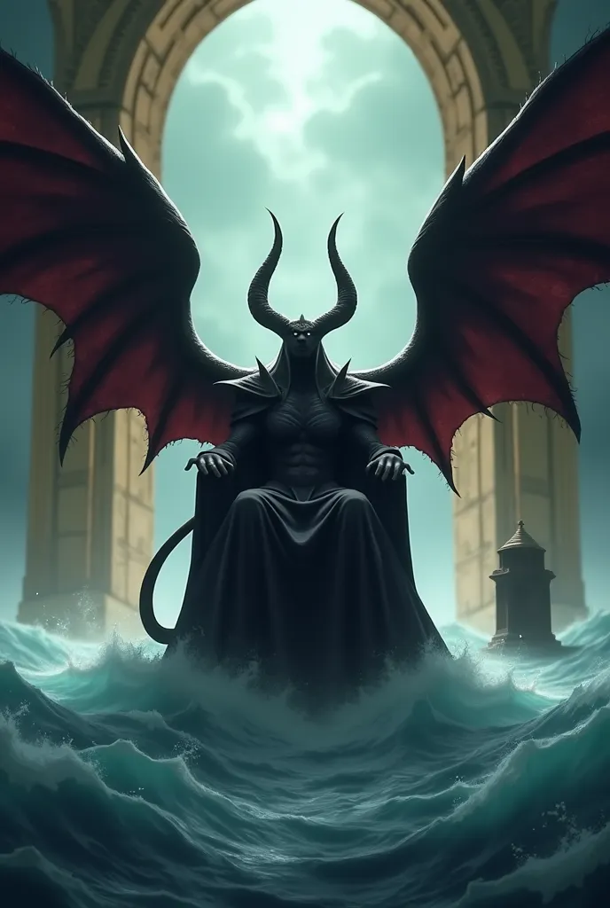 "Animated dark fantasy king sitting on a throne in the ocean, stormy weather, epic animation."

"Animate a fantasy scene of a dark king with wings on a throne in the middle of the sea, waves crashing, dramatic lighting."

"Create an animation of a powerful...