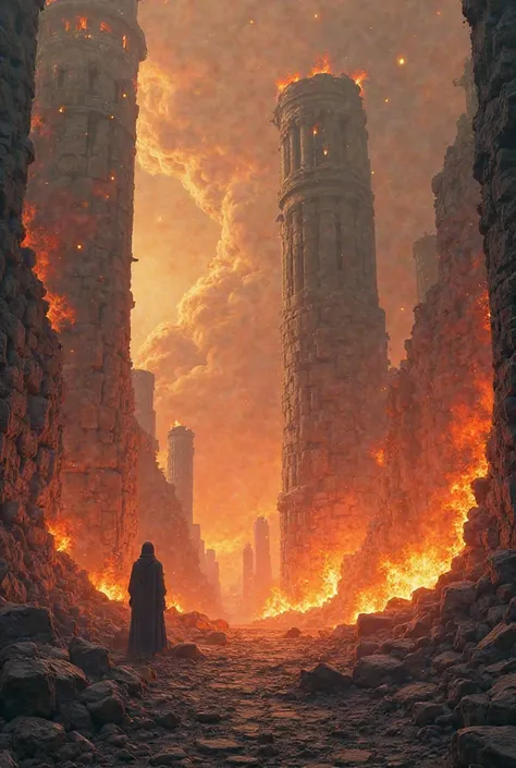 Ruins burning