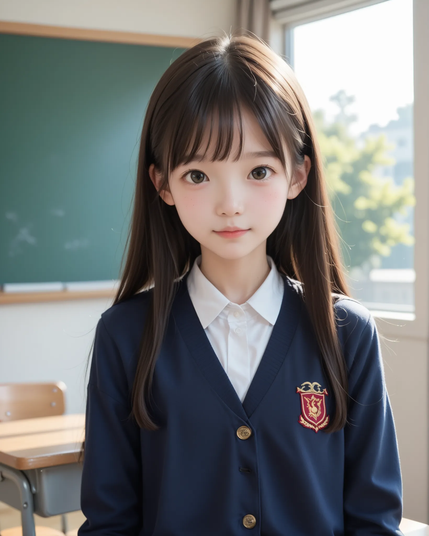   score_9,  score_8_ up,  score_7_ up,cute girl,sunlight, school uniforms,  is niceids,thin,slender,thin body,Young,  young cute girl ,(  white skin:1.0),  body ,SCHOOL CLASSROOM,, is nice