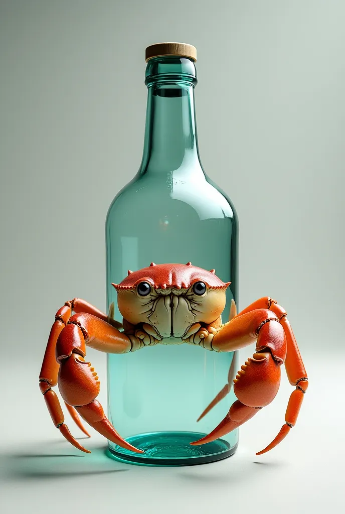 Crab as bottle in realistic image