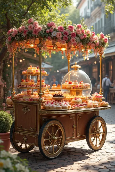 Gourmet cart with cakes