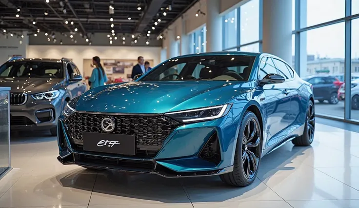 New model 2025 Nio ET7 with showroom with  shining and showroom beautiful and Nio ET7 beautiful and color beautiful and showroom with neat and clean.The showroom where the car is displayed should have the most beautiful surroundings, and the car itself sho...