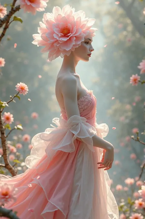 An image of a humanization of a camellia flower