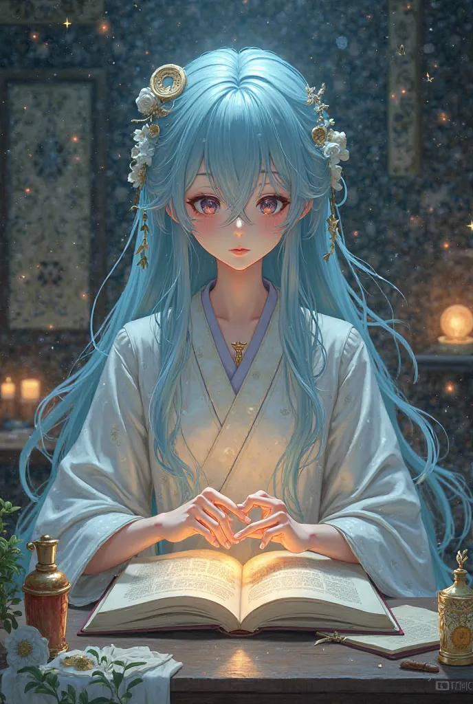 Beauty　Japanese Astrologers　Light blue hair front