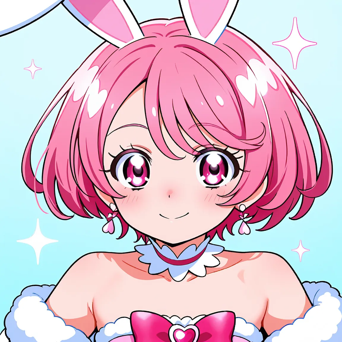 A small pixie. A cute bunny pixie in Pretty Pretty Cure style. Simple bunny pixie.