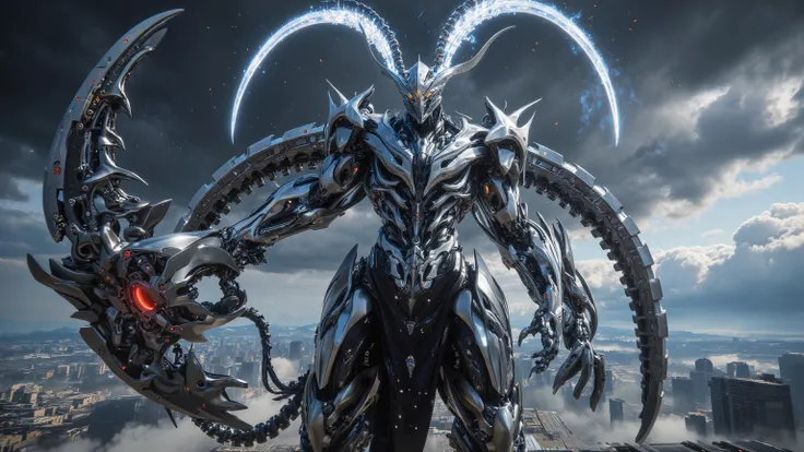 Ultra-realistic, cinematic 4K, full-body view from head to toe of a cyberpunk warrior embodying Capricorn, a battle-hardened cybernetic titan with reinforced exoskeletal plating. His glowing cybernetic horns pulse with raw energy, and his suit is embedded ...