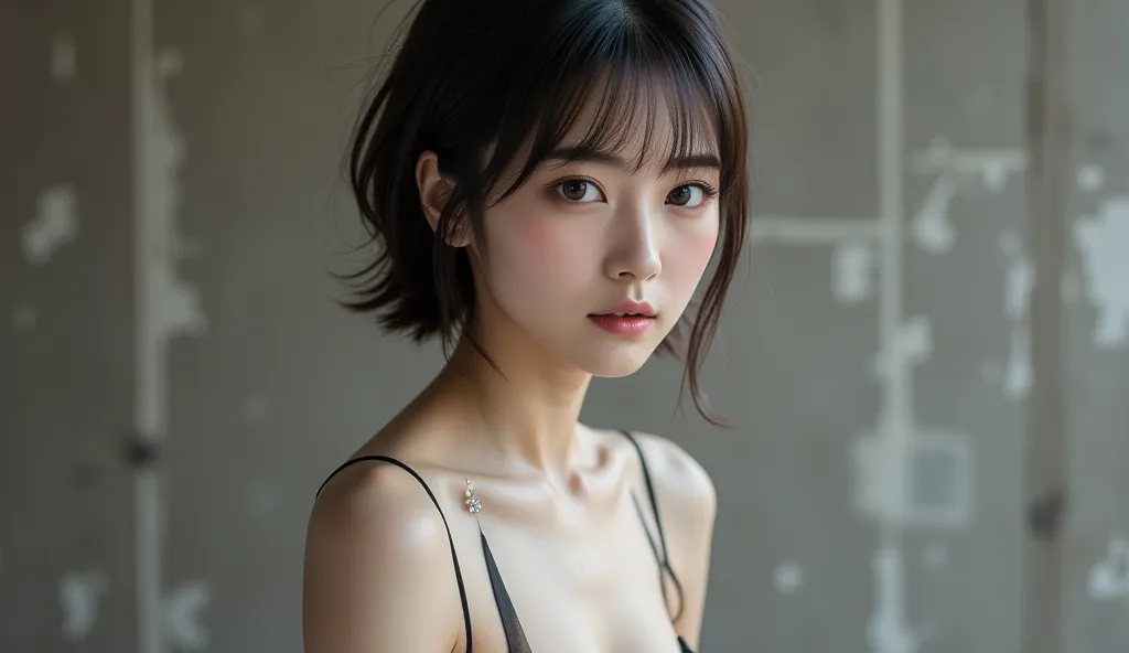 8k,Ultra High Resolution ,  Best Quality,  masterpiece,rule of thirds,golden ratio,surreal, photos, one woman,( girls:1.3),cute,cute顔, Beautiful Eyes in Every Detail , 細かくDetails,mature woman,princess,upper body, black hair,Short Feathered hair,ID photo, l...