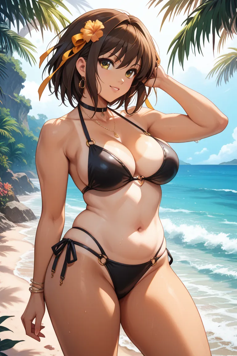 Suzumiya Haruhi plump black bikini