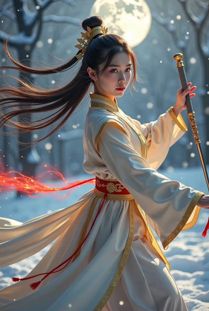 (masterpiece, best quality,  beauty, best ratio,  best shadow  ,best illustration, Wallpaper size,1080×2400 pixels) 
UHD , chinese women kungfu, korean  beauty like tae yon,  dancing , full posture fully visible, glistening blue-eyed,  windblown hair , wea...