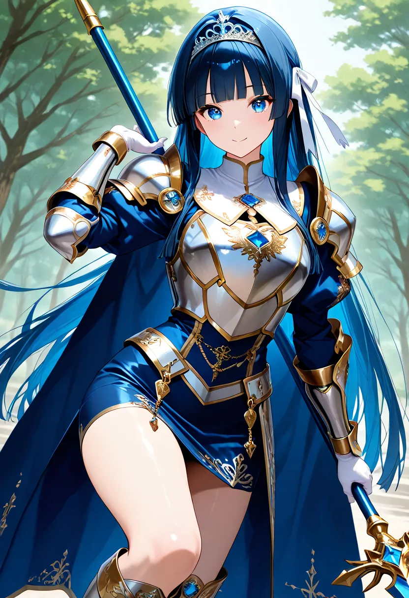 Highest quality、unity 8k wallpaper、32k、masterpiece、Very detailed、Ultra-high resolution、Very detailedな顔, RAW Photos, Professional, Ultra-fine painting、Midnight blue long straight hair、Platinum tiara with blue gemstones、Blue Nun Cape、blue eyes、(Tree Eyes), C...