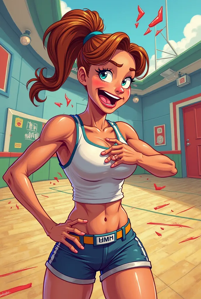 A jock girl who had a cartoon-style heart attack