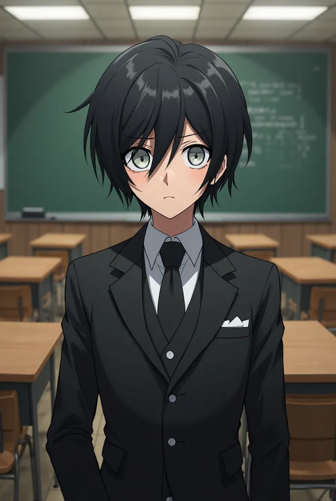 black-haired man with silver eyes is a teacher (my hero academia oc) 