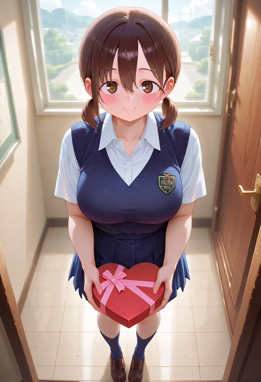 honoka hara, Boku no Kokoro no Yabai Yatsu, full body, looking at viewer, full school uniform,socks, navy blue school vest, in the school,
CINEMA Quality, hyper-detailed anime style, hyper-detailed lighting, best quality, very aesthetic, 
,honoka hara, sho...