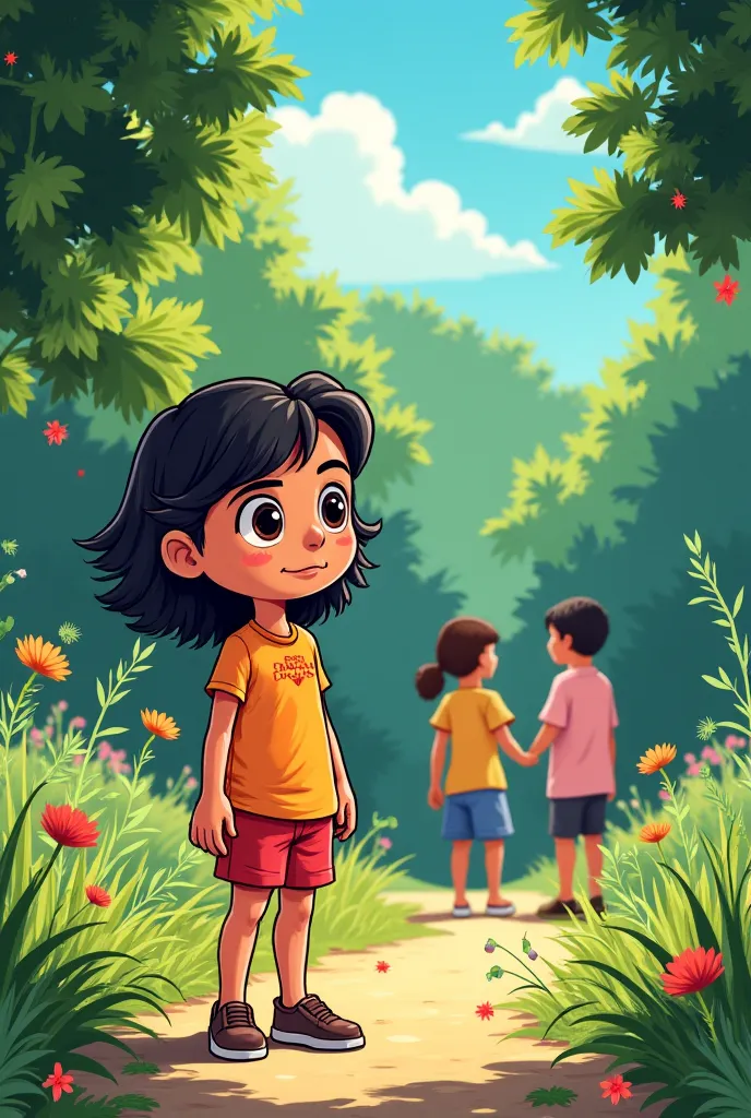 Comic by Ana, a girl who is infected with dengue fever for a day in the park, takes her parents Carlos and Matilda to the hospital and manages to recover.. (Put words) 