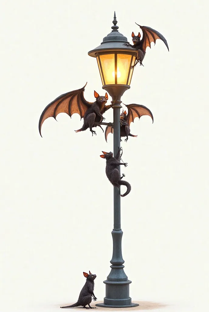 a street lamp with bats on them on a white background