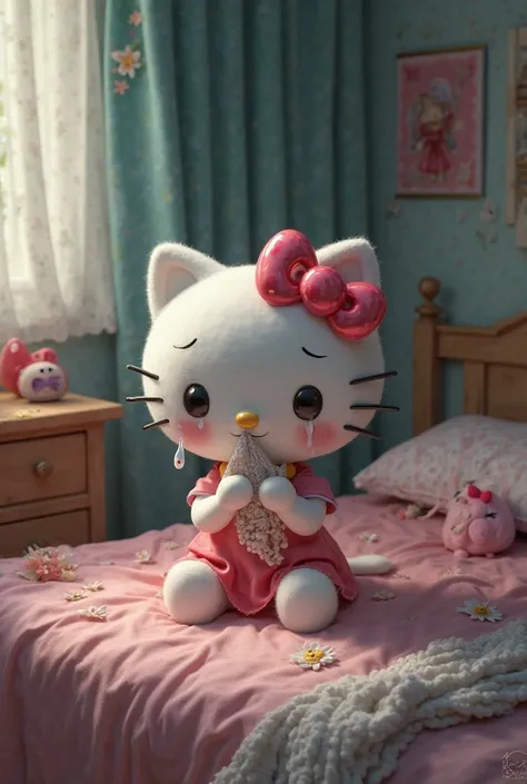 Hello Kitty crying in her room