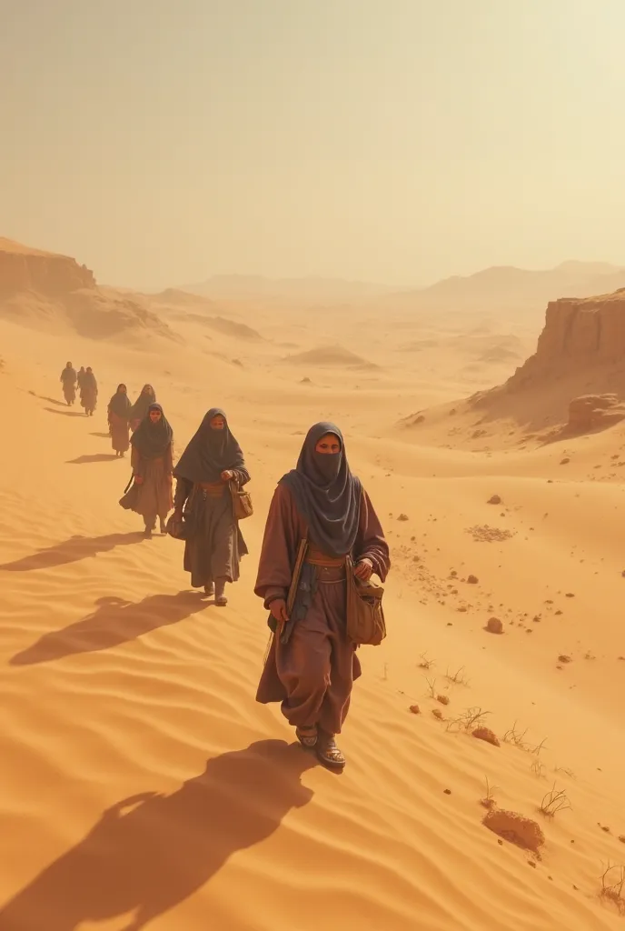 Muslims traveling through the desert sands