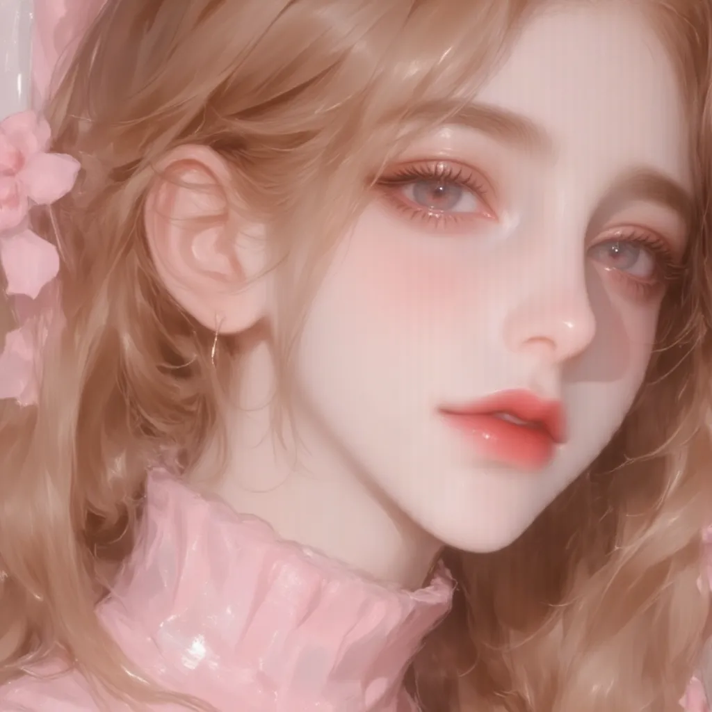 1 girl, Light brown hair, long curls to the waist,with a horse face, brown eyes,  brown eyebrows , Sweet cosmetics, beautiful, The pink flowered dress has several small flowers adorning it., Orange light brown hair, beautifulอ่อนหวานซ่อนความเซ็กซี่
, Luxur...