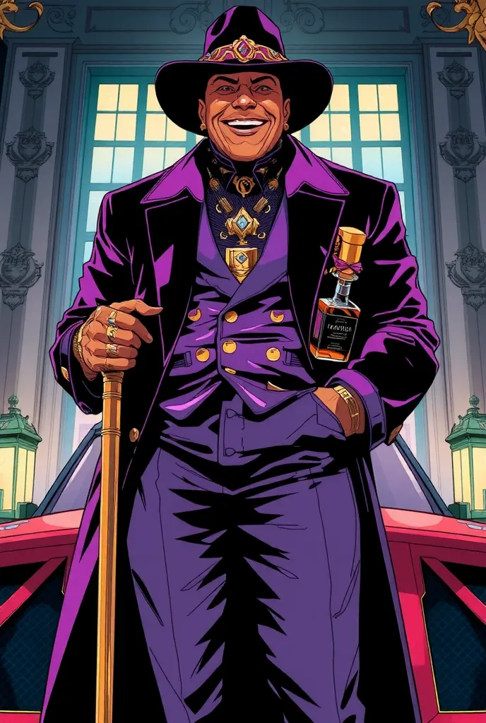 appearance:

Leroy Fontaine is the living image of excess and power in the streets. His clothing is luxurious and extravagant: he always wears purple velvet coats, sometimes with details of deep leather, and matching dress pants. His style is a mix of clas...