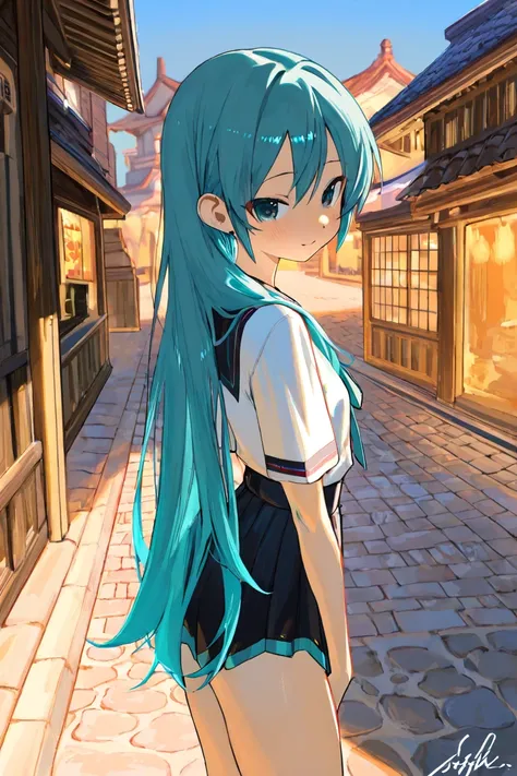 Hatsune Miku　Town　long hair　Hair down