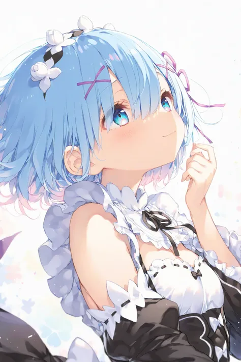 masterpiece, best quality, ultra-detailed,Komeshiro Kasu style,trk,1girl\(rem \(re:zero\),cyan eyes,light smile\),(dynamic pose:0.25) ,pastel background,masterpiece, best quality, 8k, highres, ultra-detailed,HDR, UHD, professional, vivid colors