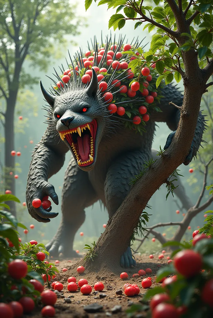 The Animal Destroys the Tree:
The wild animal eats all the lychee fruits and breaks the tree, causing a lot of damage. By morning, the once-beautiful tree is destroyed.