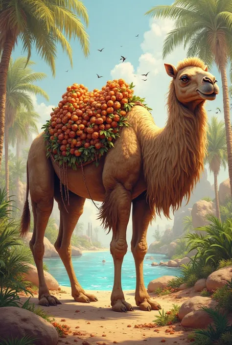 Camel as date fruit in realistic image