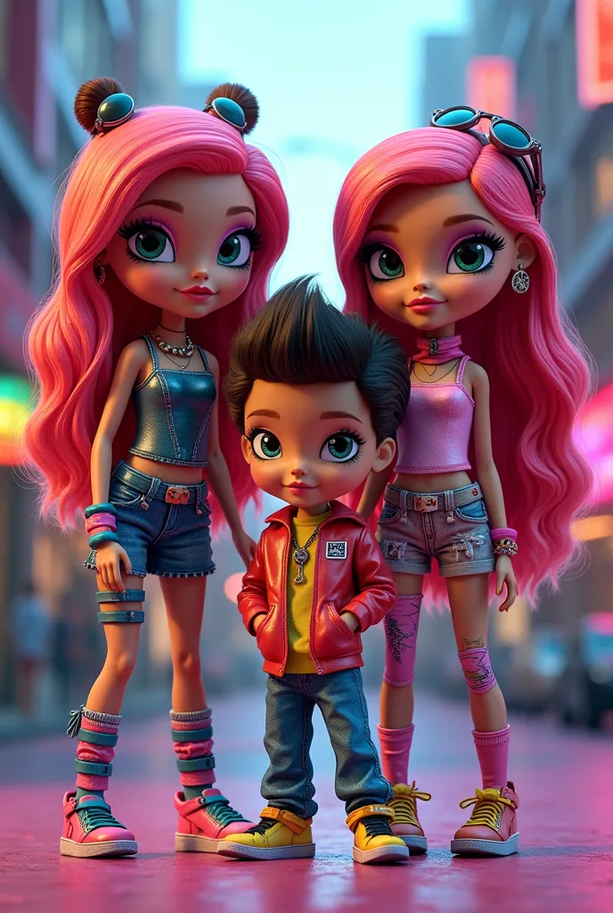 3 girls and 1 boy. bratz.
