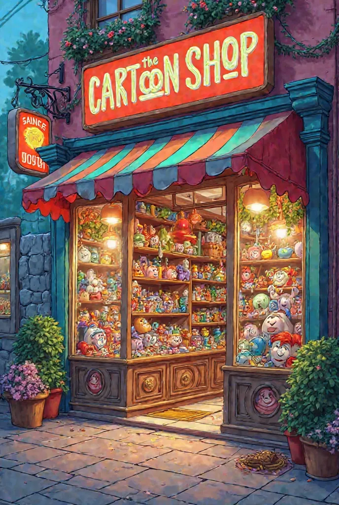 Cartoon shop with a lot of option