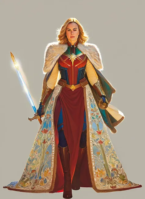 Captain Marvel, knight, medieval, fur cape,