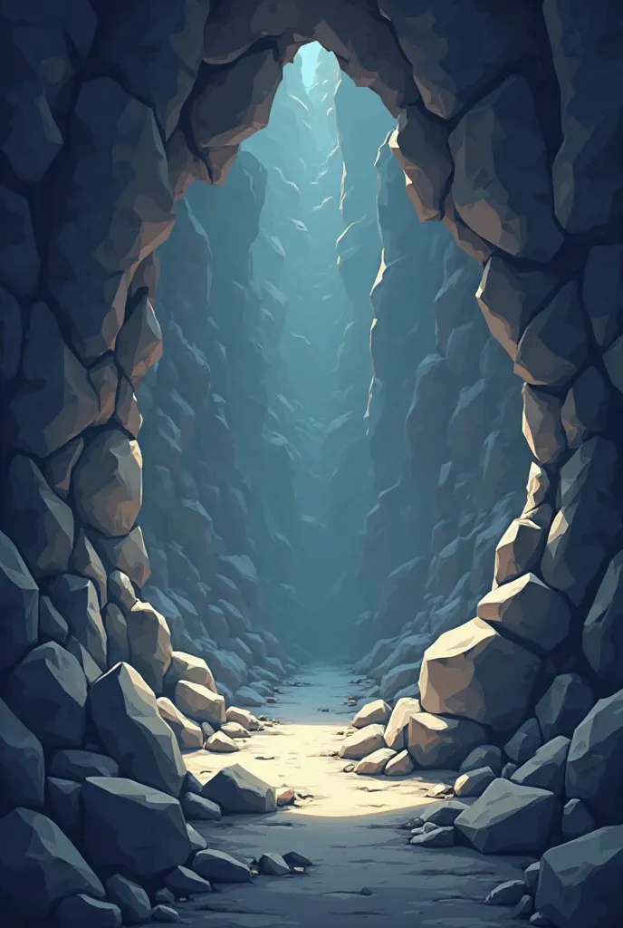 a vector art picture of a cave background composed of stones, like in a platformer game