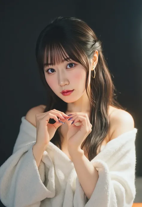 (8k, 32K, Raw Image,  Photographically,   Ultra High Resolution:1.2),     making a heart with both hands , Render as pictured , ( Upper Body Portrait:1.2),    1 japanese girl   , 24 years old, beautiful, (long hair),   Double Eye Lid ,    high-resolution s...