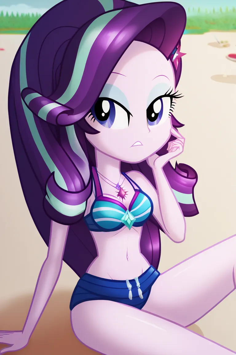 (((((1 girl))))), Alone , 
 MLP cleaner, Starlight glimmer, my little Pony, 
(((((((Equestria Girls, show precise))))))), (((((( )))))),  sitting, pose sexy,
best body anatomy of the girl, detailed body anatomy of the girl, excellent body anatomy of the gi...