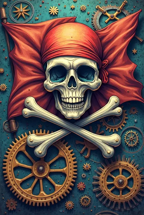 Jolly Roger colorful with gears