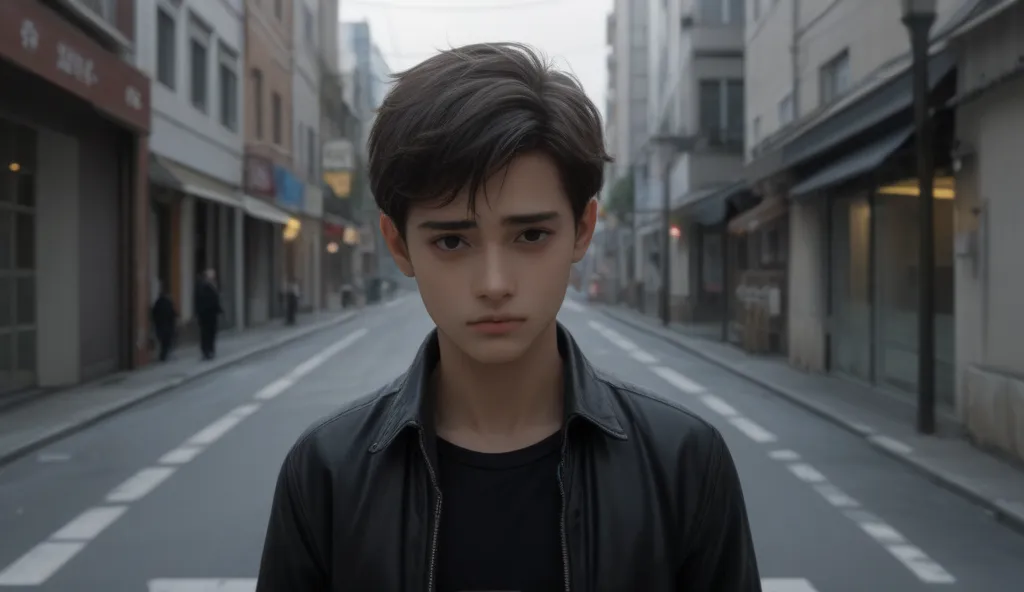 Sad young Japanese man leaving his apartment