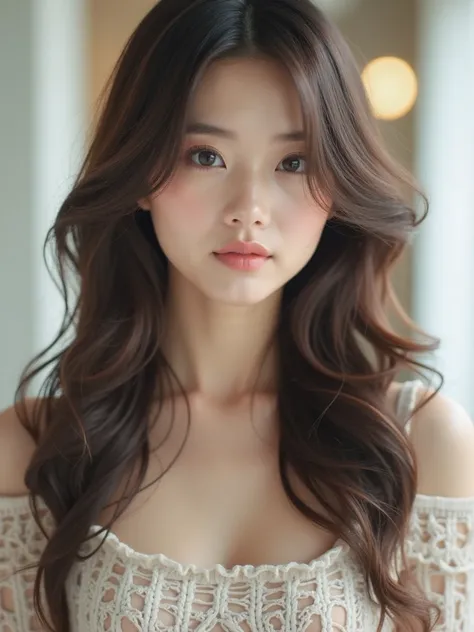  Layer Hairstyle　Waistline Hair　20th Generation　Japanese Female　 beauty　realistic skin　 Realistic Hair　 natural expression 　Natural skin texture　bright beauty salon with white lights　Hi-Res, accurate, 最high quality, high definition model, high quality, hig...