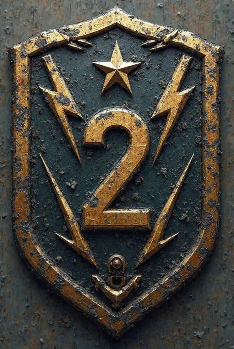 artillery badge with lightning, number 2, barrel, and shield