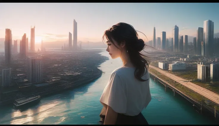 Japanese woman standing at the port