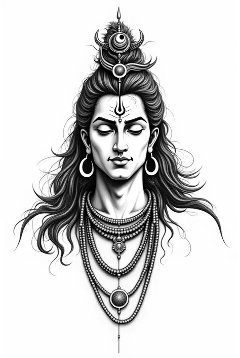 Black and white sketch of shiv ji 