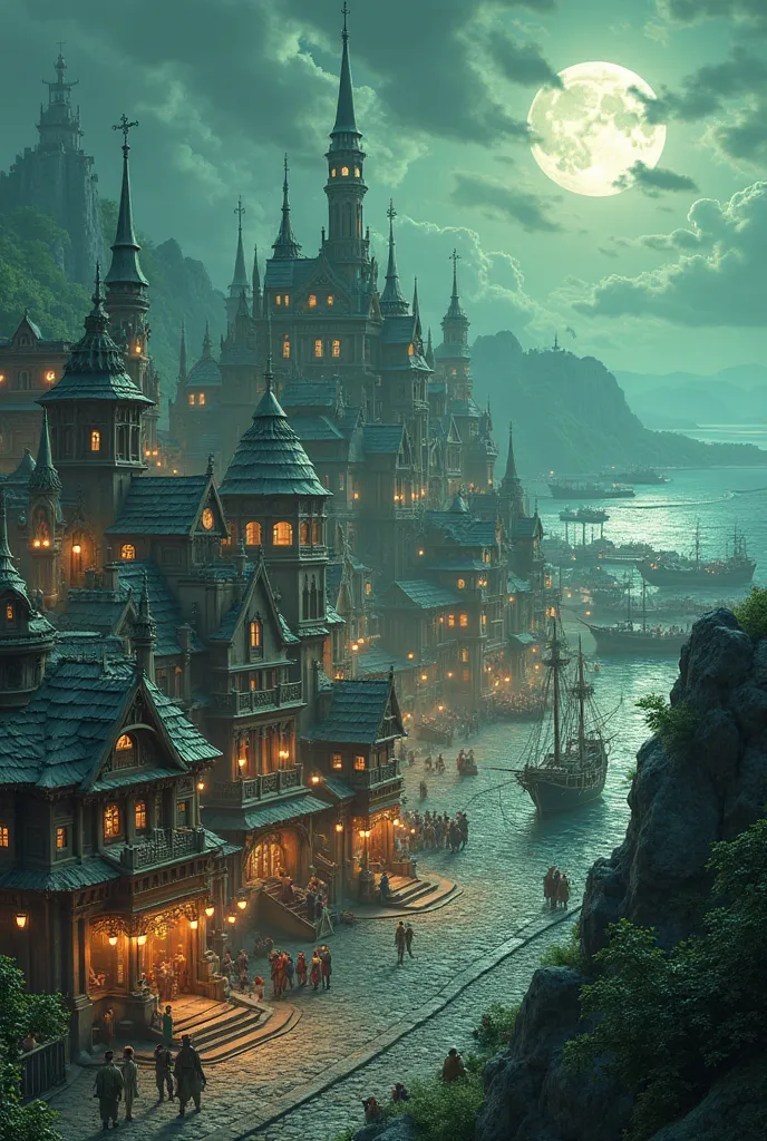 A majestic mercantile city called Silvermoon, located on the south coast, where an immense river splits into three arms before flowing into the. The city shines with the reflection of the silver moon on its bright stone roofs and adorned domes. Torres ocea...