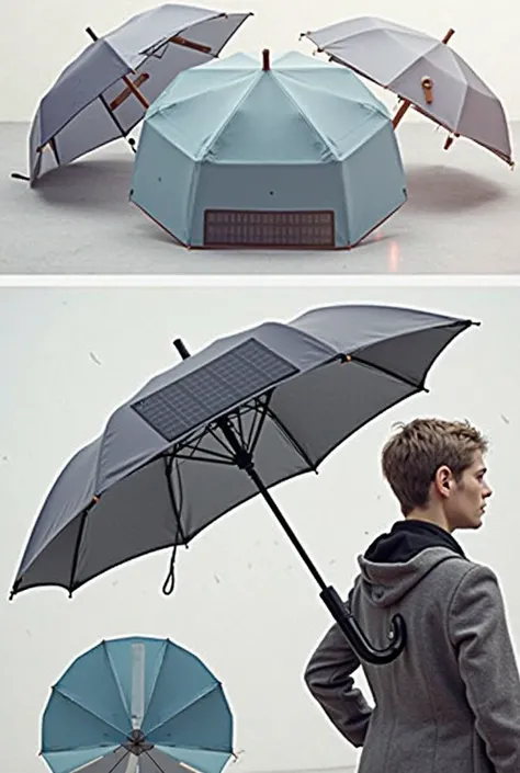 Description**: An innovative umbrella equipped with smart features, including a solar panel for device charging, weather sensors, and UV protection. Designed for urban commuters, outdoor enthusiasts, and anyone seeking convenience and style.
- **Features**...