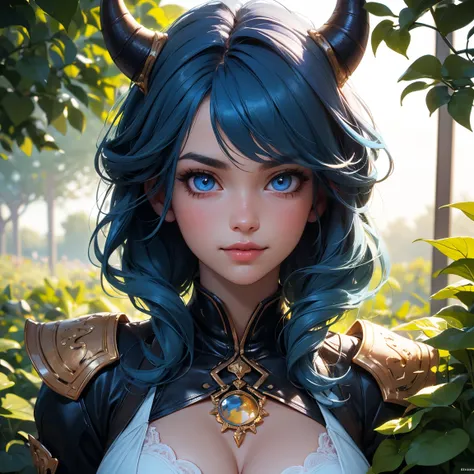 General
big breasts blue hair blush breasts camel toe clothed clothing female hair horn horned humanoid humanoid looking at viewer nipple outline solo tight clothing