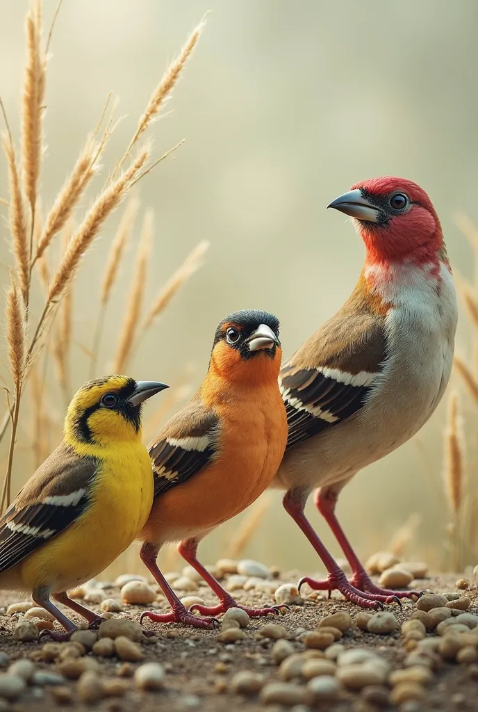 Show a population of organisms with varying traits (e.g., different beak sizes in finches). Illustrate how individuals with advantageous traits (e.g., larger beaks for cracking tough seeds) survive and reproduce more successfully, leading to a shift in the...